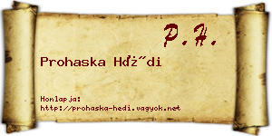 Prohaska Hédi névjegykártya
